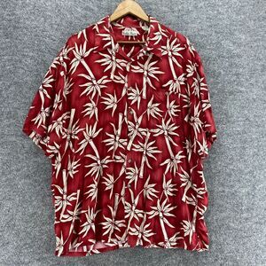 Hollis River Shirt Men XL Red Floral Button Up Short Sleeve Collared Pockets